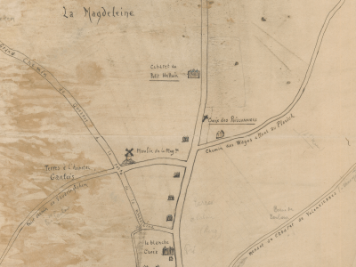 Plan de la route de Menin au centre ville actuel en 1693 © Archives municipales