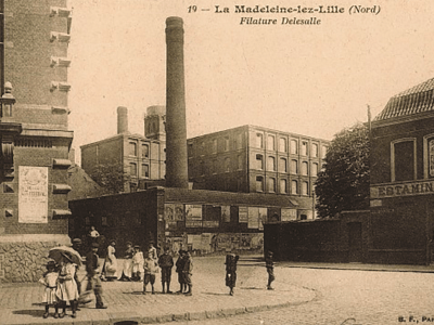 Photo ancienne de la filature Delesalle de la rue Pasteur entre la fin des années 20 et le début des années 30 © Archives municipales - Fonds Christian Janssens